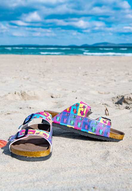 Women Vegan Leather Multicolor Slippers - Wanna Ride Design