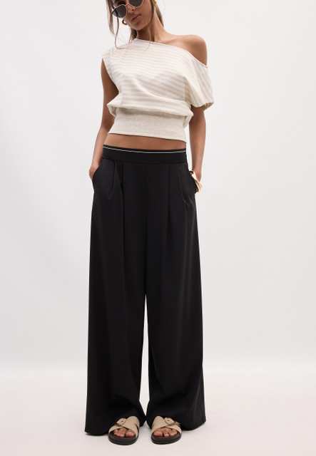 Soft-touch elasticated waist palazzo joggers