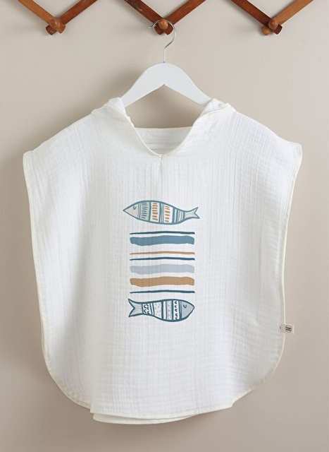 4 Floor Muslin Poncho - Pure Baby Series - Fishes