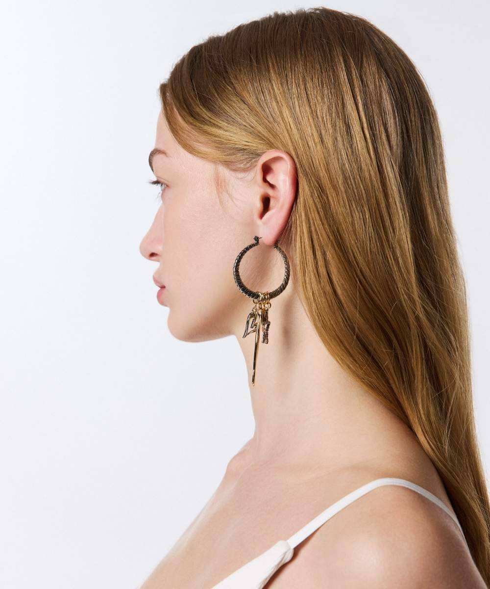 MIXED FIGURE HOOP EARRINGS — Product image 2 of 3