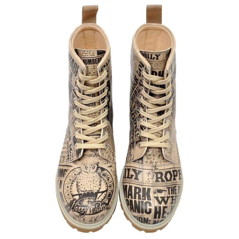 Women Vegan Leather Beige Long Boots - Warner Bros Daily Prophet Harry Potter Design — Product image 4 of 7