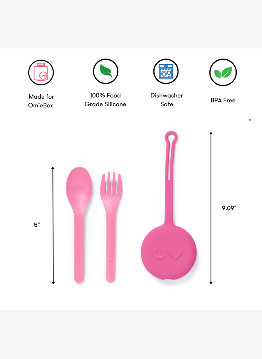 Omiebox - OmiePod Balloon Pink Silicone Fork and Spoon Set — Product image 6 of 7