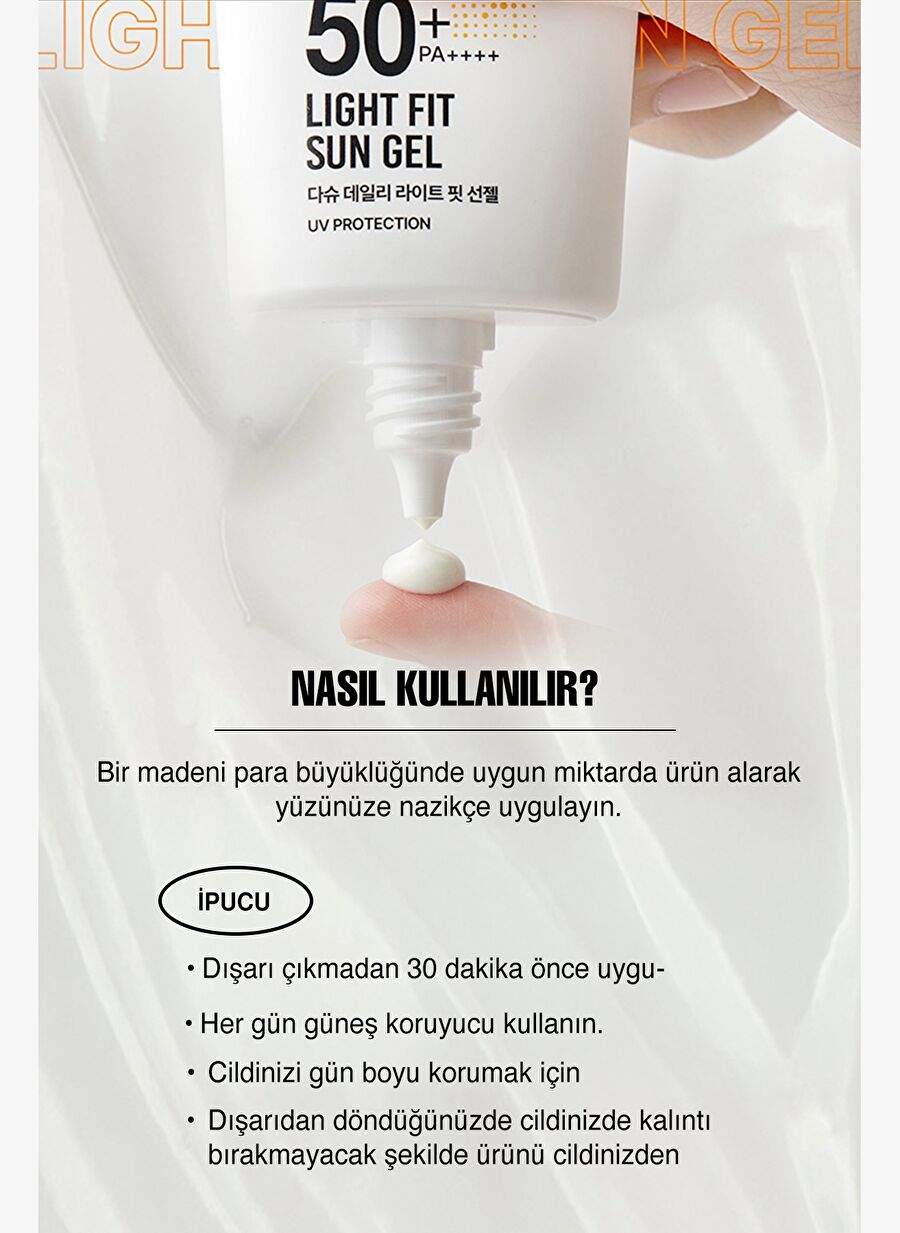 Aloe Vera Contains, Lightly Structured Sunscreen Gel Gel Jel DASHU Daily Light Fit Sun SPF 50+ PA++ — Product image 6 of 8