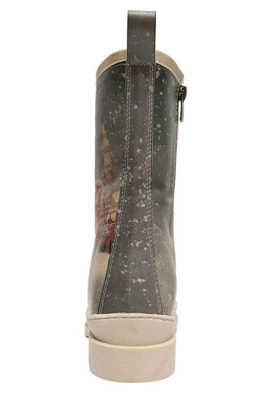 Women Vegan Leather Gray Zipper Long Boots - London is Calling Design — Product image 6 of 8