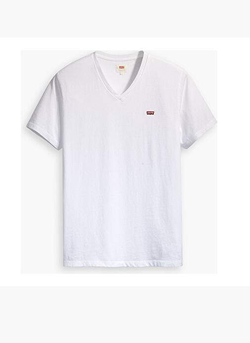 Beige Male 100% Cotton T-Shirt A2084-0000 LSE ORIG HM VNECK WHITE — Product image 13 of 15