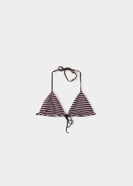 Striped triangle bikini top