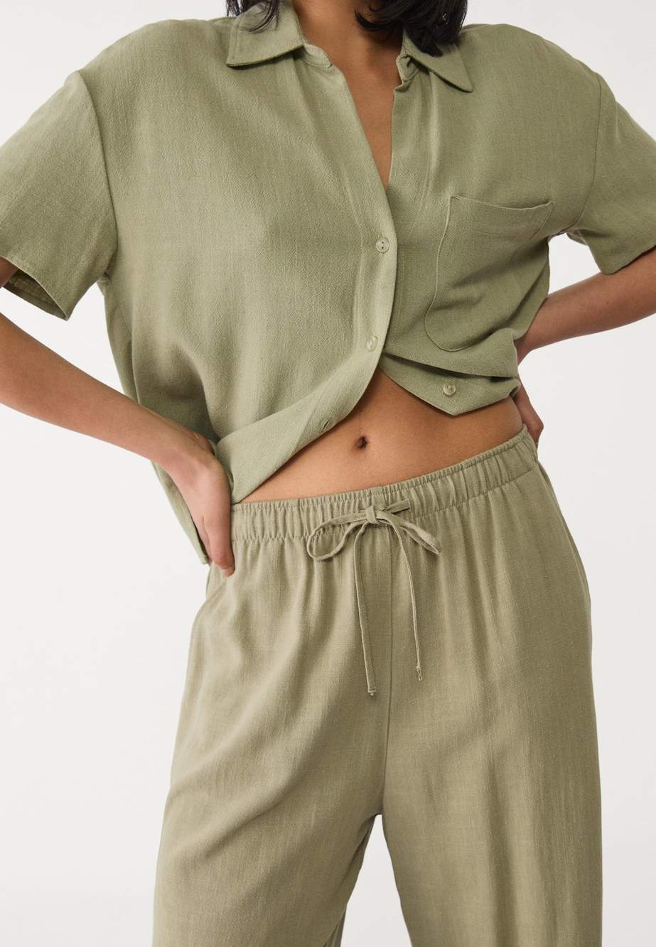 Flowing linen-effect trousers — Product image 28 of 51