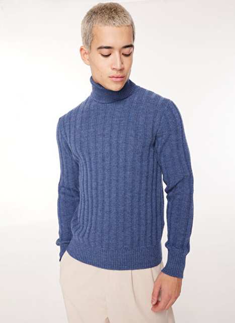 Tombolini Cycling Collar Slim Fit Navy Men's Sweater
