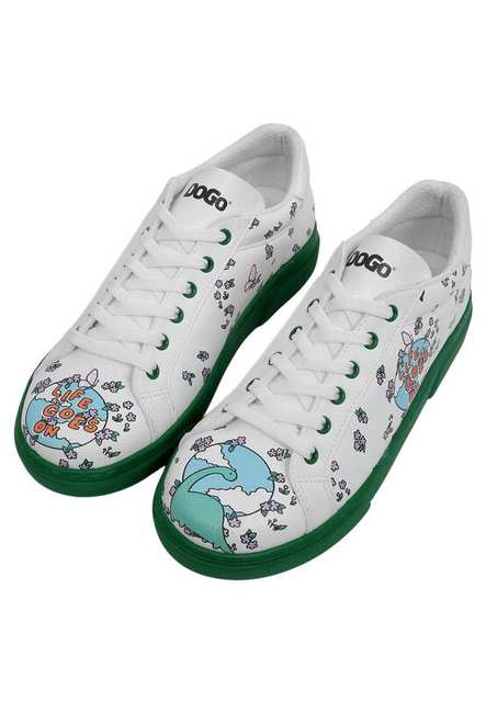 Women Vegan Leather White Sneakers - Life Goes On Design