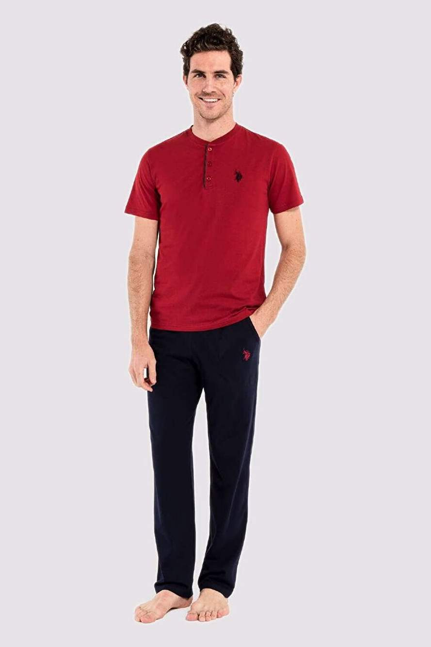 U.S. Polo Assn. Erkek Bordo 3 lü Pijama Takım — صورة المنتج 3 من 3