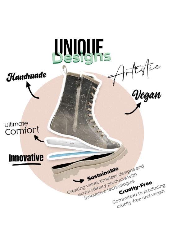 Women Vegan Leather Gray Zipper Long Boots - London is Calling Design — Product image 8 of 8