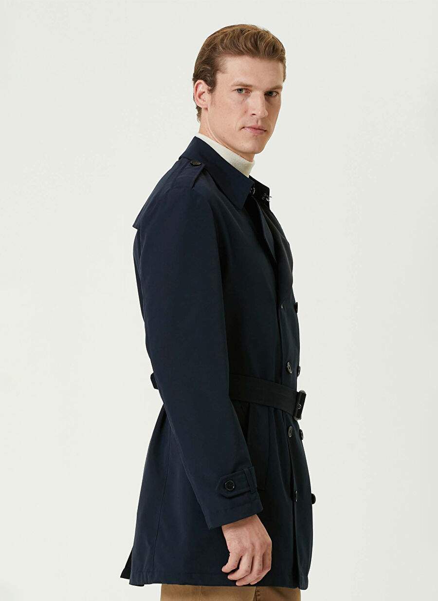 Network Navy Blue Men's Double Breasted Slim Fit Plain Top Coat 1092995 — Product image 5 of 10