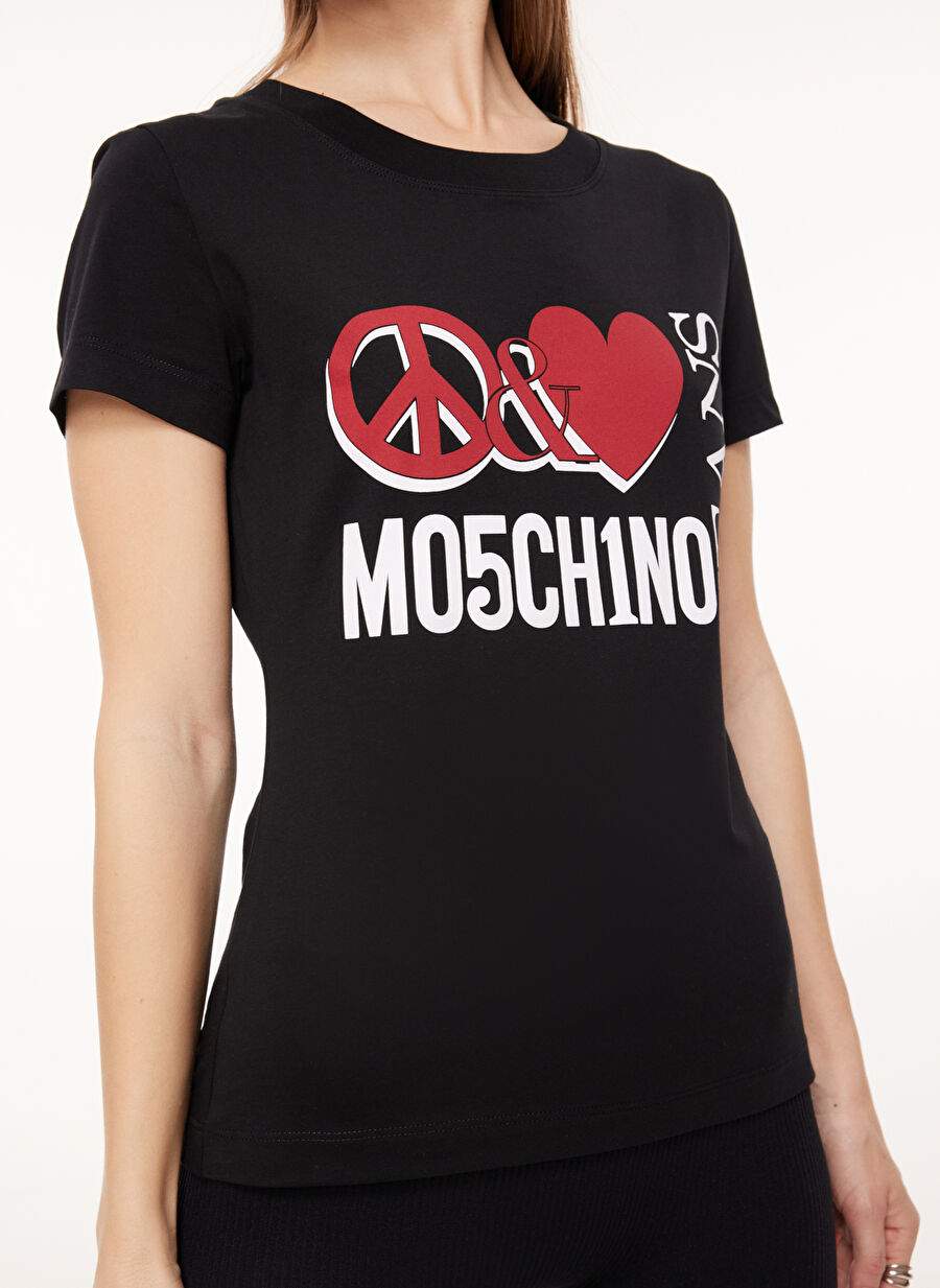 Moschino Jeans Bicycle Collar Printed Black Woman T-Shirt A0707 — Product image 4 of 5