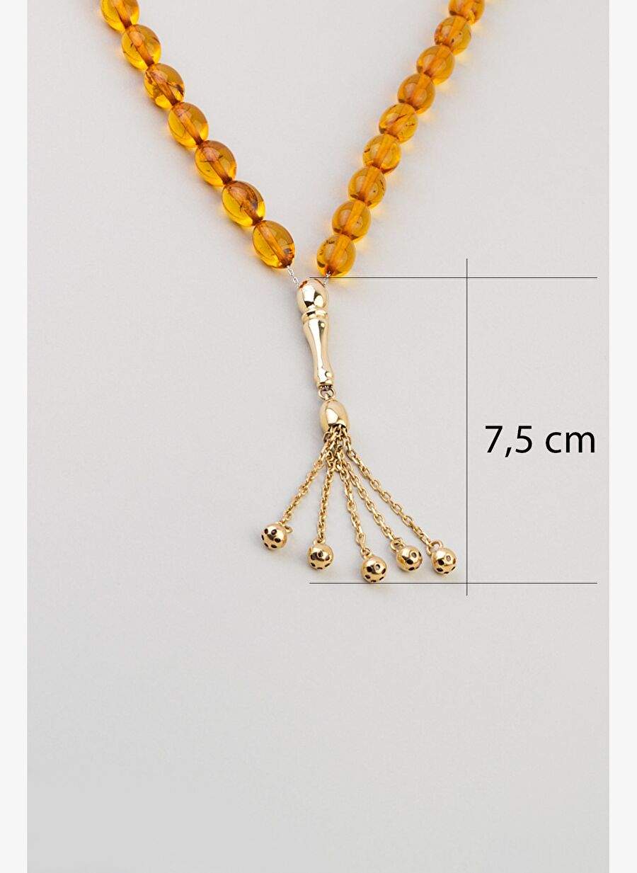 Dogal Amber Kehribar Tasl 14 Ayar Altn Tesbih — Product image 12 of 30
