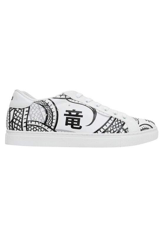 Men Vegan Leather White Sneakers - The Power Of The Dragon Design — Product image 6 of 9