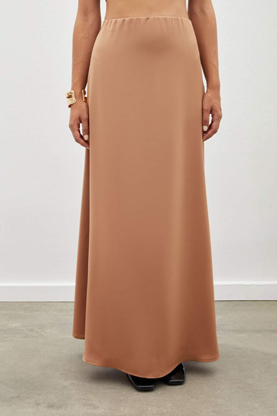 Long Satin Skirt - Camel — Product image 14 of 20
