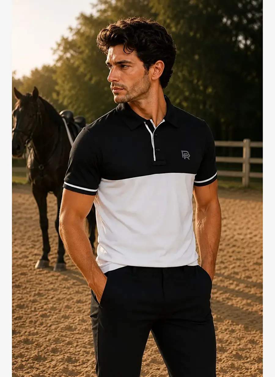 Peur Rider Siyah & Beyaz Signature Performance Polo Tshirt — Product image 3 of 3