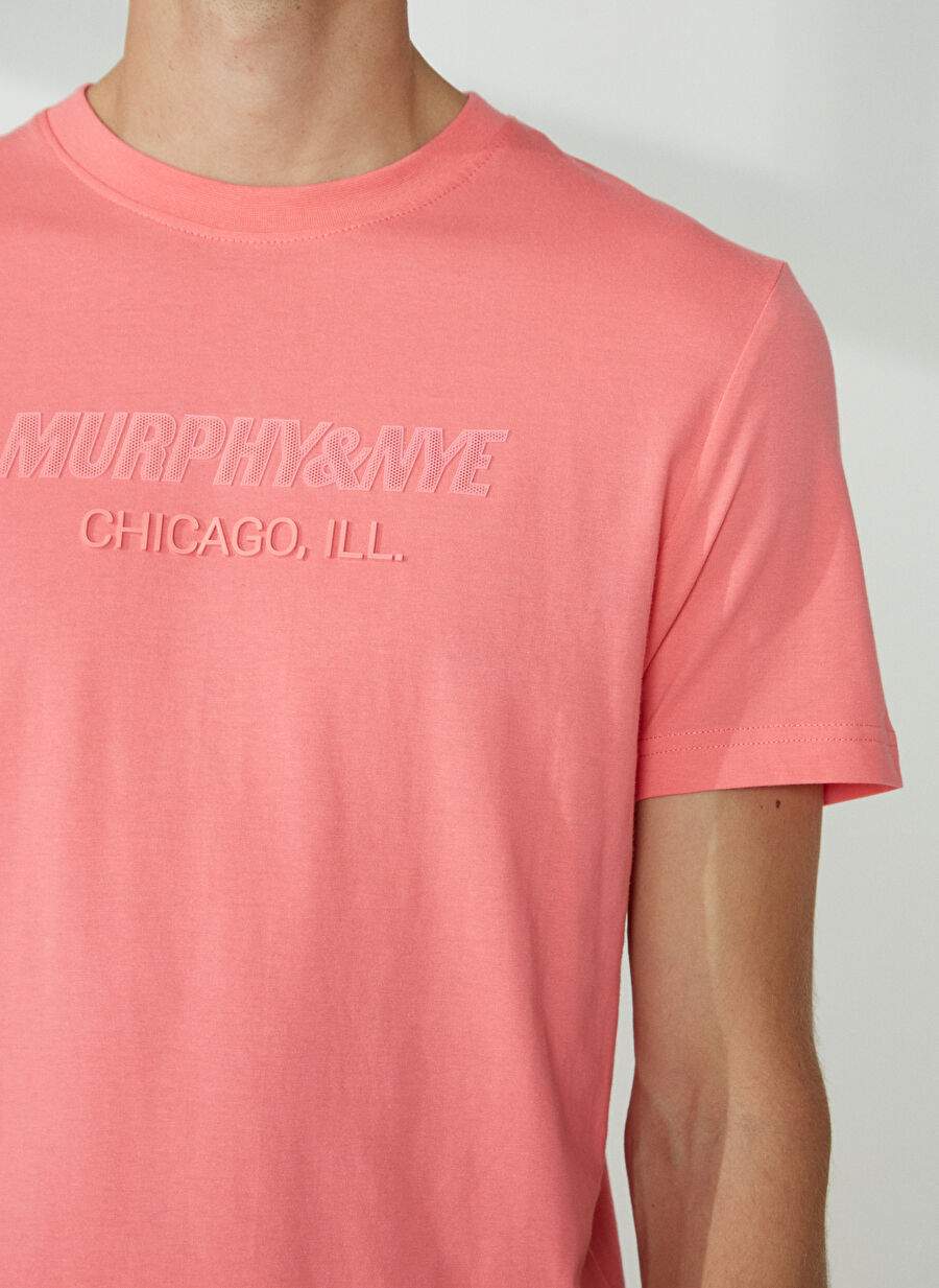 Murphy&Nye Bisiklet Yaka Düz Pembe Erkek T-Shirt EMBOSS T-SHIRT — صورة المنتج 4 من 5