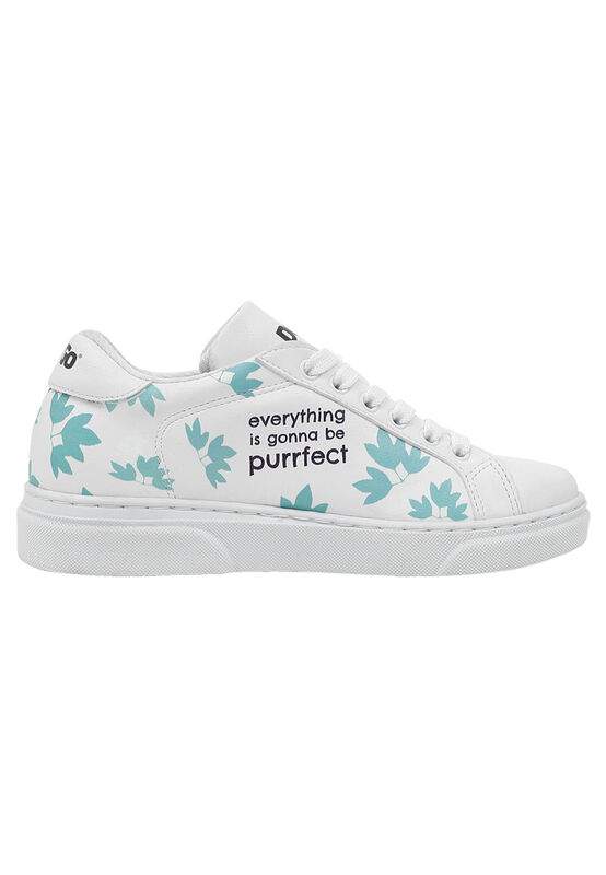 Unisex Kids Vegan Leather White Sneakers - Everything is Gonna Be Purrfect Design — Product image 5 of 10