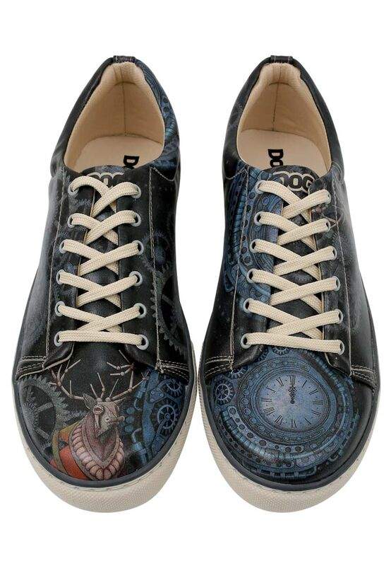 Men Vegan Leather Navy Blue Sneakers - Time's Up Deer Design — صورة المنتج 3 من 7