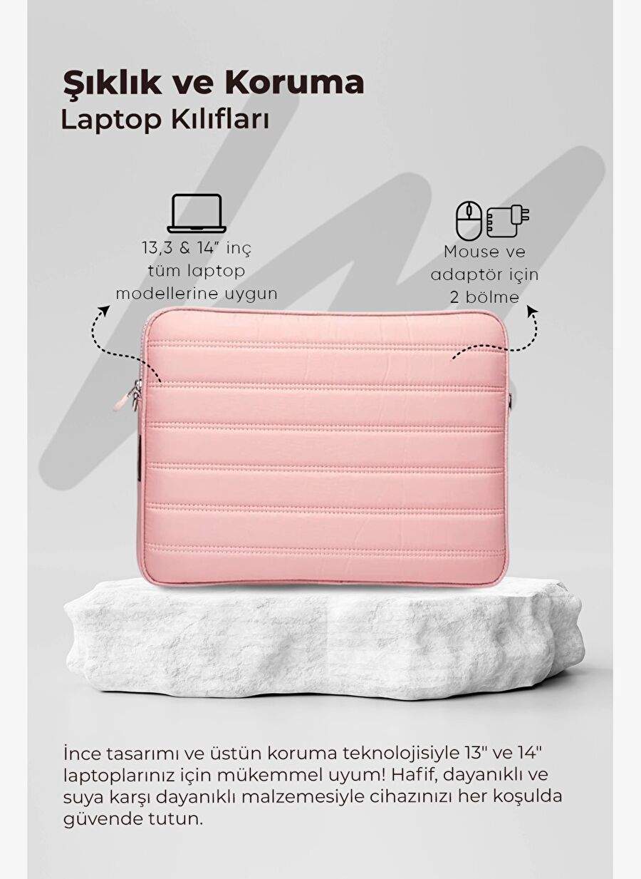 Macbook Air Pro 13.3 & 14 İnç Su Geçirmez Laptop Kılıfı Pembe — Product image 4 of 6