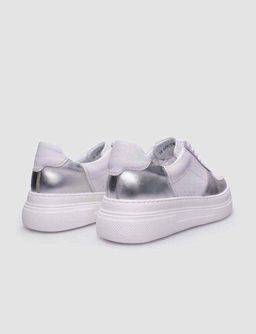100% Genuine Leather White Lace-Up Women's Sneakers — Product image 3 of 4
