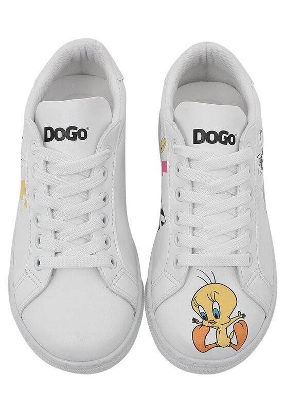 Unisex Kids Vegan Leather White Sneakers - Warner Bros Best of Tweety and Sylvester Design — Product image 7 of 8