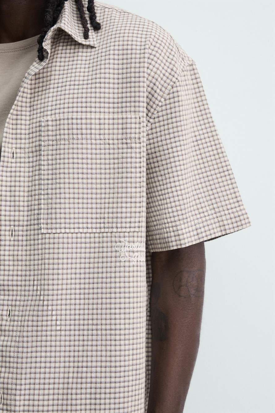 RELAXED FIT CHECKED SLOGAN SHIRT — Product image 5 of 8