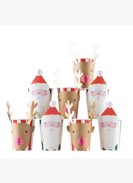 Meri Meri - Christmas Honeycomb Cups - Yeni Yıl Bardak (8'li)