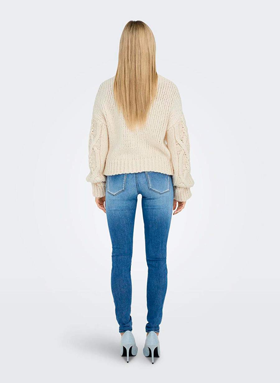 Only Krem Kadın O Yaka Örgü Kazak 15302273 ONLMARGARETHA LS SHORTCABLE HIGHNEC — Product image 5 of 5