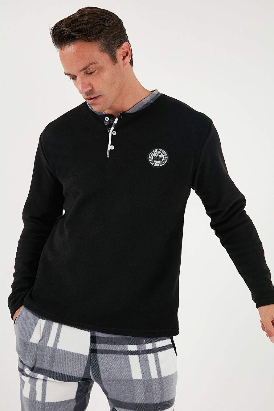Buratti Ekoseli Regular Fit Düğmeli Bisiklet Yaka Kışlık Polar Erkek Pijama Takımı  60961008 — Product image 4 of 6