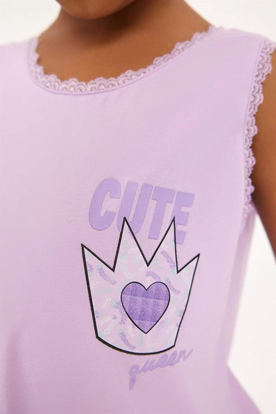 Lavender Kız Çocuk Dantelli Pijama Üst Lila — Product image 3 of 5
