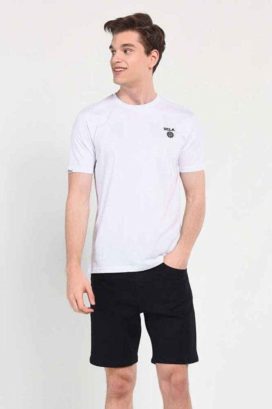 BASS Beyaz Bisiklet Yaka Baskılı Standard Fit Erkek Tshirt — Product image 4 of 5
