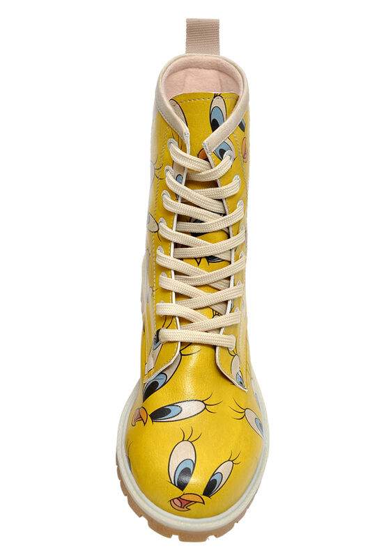 Women Vegan Leather Yellow Long Boots - Warner Bros Tweety in Yellow Design — Product image 5 of 6