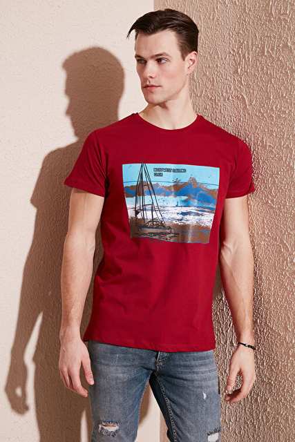 Buratti Printed Cycling Collar 100% Cotton Slim Fit T Shirt Male 541YELKEN24