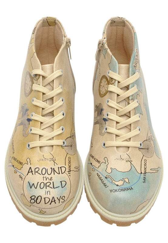 Women Vegan Leather Beige Zipper Ankle Boots - Around the World Design — Product image 3 of 7