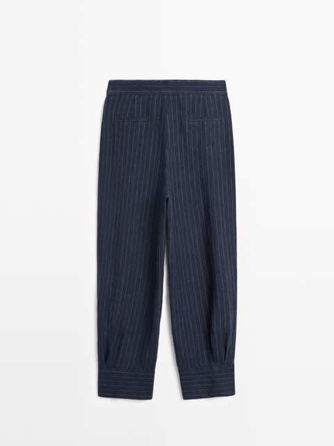 Striped linen sarouel trousers