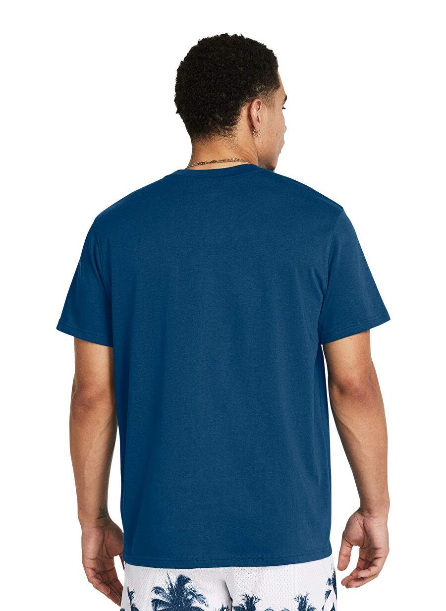 Under Armour 1383379-426 Curry Emb Splash Tee Mavi Petrol Erkek Bisiklet Yaka Oversize T-Shirt — صورة المنتج 4 من 4