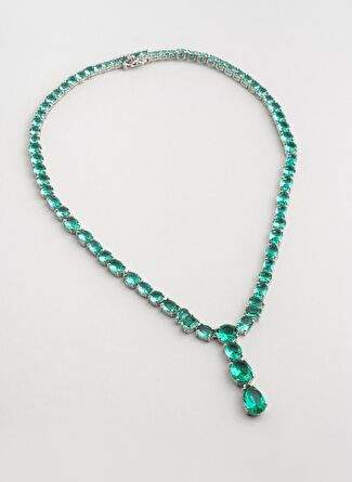 Iconic Emerald Green 18 Set White Gold Plating Silver Necklace — Product image 4 of 35