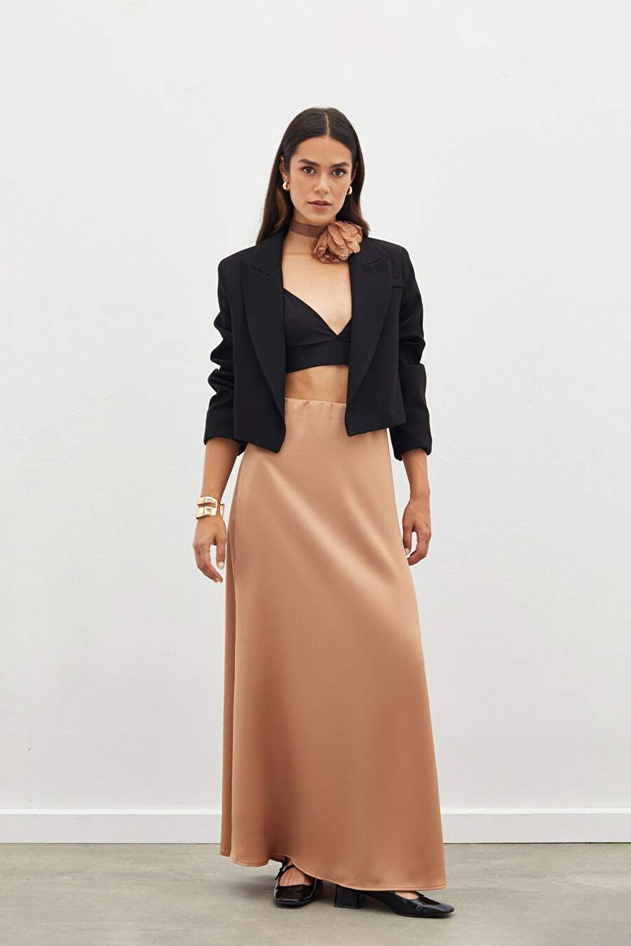 Long Satin Skirt - Camel — Product image 10 of 20