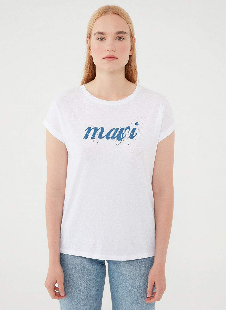 Beyaz Kadın %100 Pamuk T-Shirt M166422-620 — صورة المنتج 3 من 7
