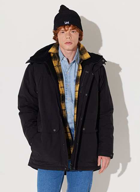 Lee Black Men's Coat L232220001 Parka Jacket