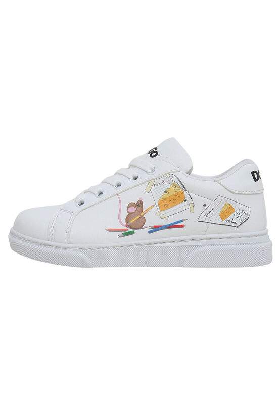 Unisex Kids Vegan Leather White Sneakers - Mission Cheese Possible Design — Product image 3 of 8