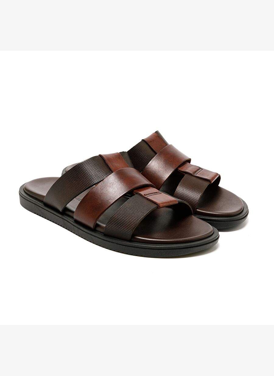 Erkek Terlik M6857 The Sandals Factory  LEATHER UPPER Dark Brown — Product image 3 of 6