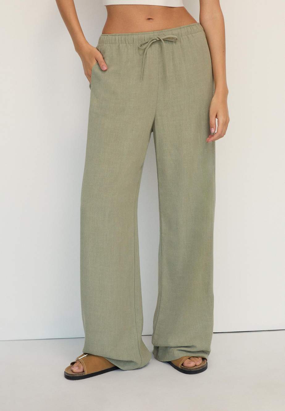Flowing linen-effect trousers — Product image 10 of 51