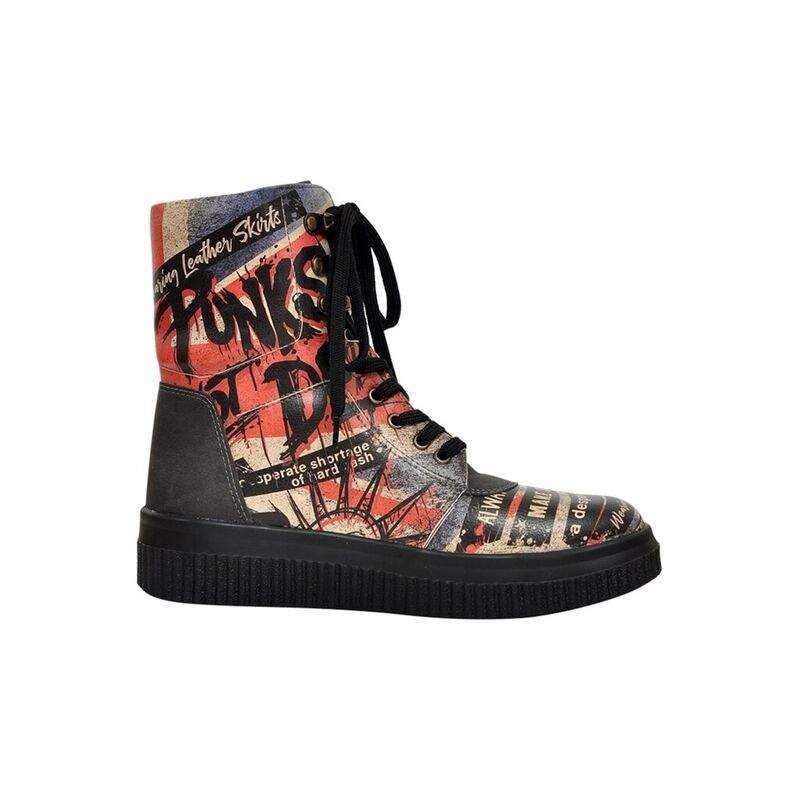 Women Vegan Leather Black Long Boots - British Punk Design — Product image 4 of 8