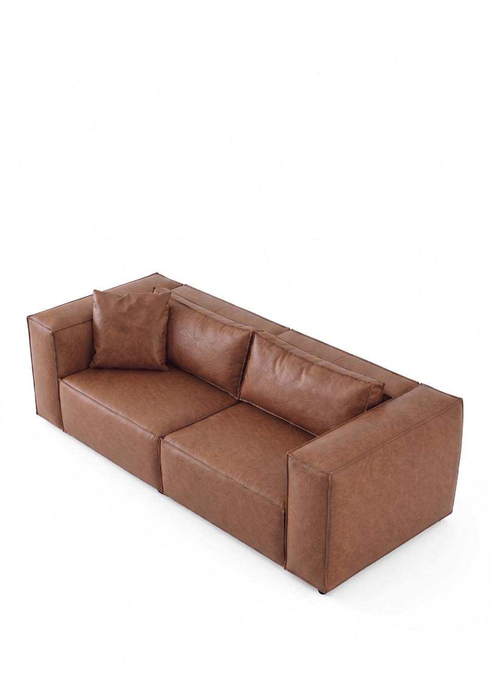 Vetro Red Brown Leather Double Sofa — Product image 3 of 5