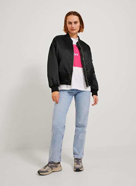 Jjxx Siyah Kadn Mont Jxmadison Satin Bomber Jacket Otw N