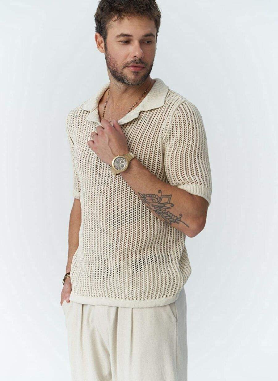 Robert Men's Polo Collar Naturel Sweater T-Shirt — Product image 7 of 7