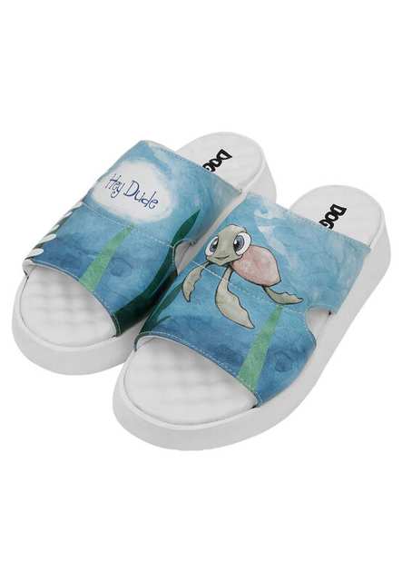 Women Vegan Leather Turquoise Slippers - Caretta-Hey Dude Design